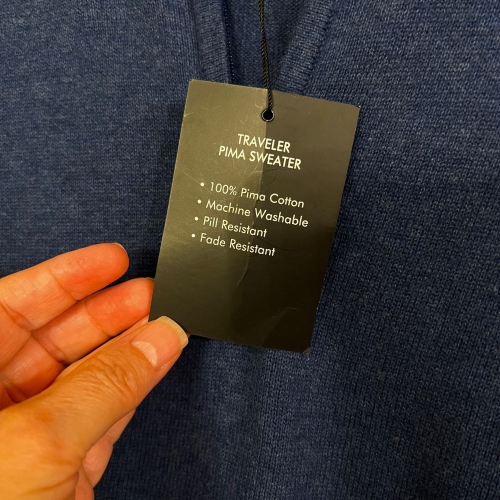 NWT Jos. A. Bank Traveler Navy Blue Quarter Zip Pullover Pima Cotton Sweater XXL - Picture 5 of 5
